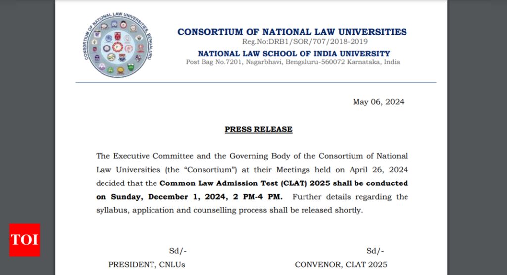 CLAT 2025 Exam date announced, registrations expected to begin in July: Official notice here