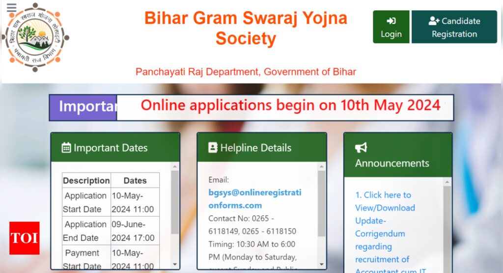 Bihar Panchayati Raj Vibhag Recruitment 2024 begins for 6570 Accountant, IT Assistant posts: Application link, vacancy details